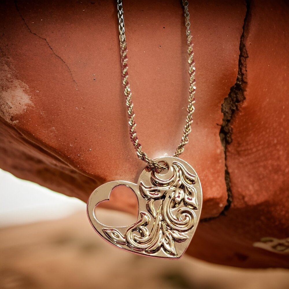 Hawaiian Scroll Heart Puka Necklace